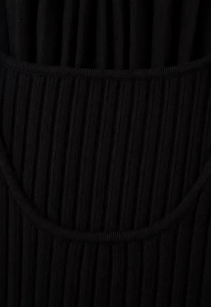 Ribbed Knit Pleated Skirt Dress with Flared Sleeves