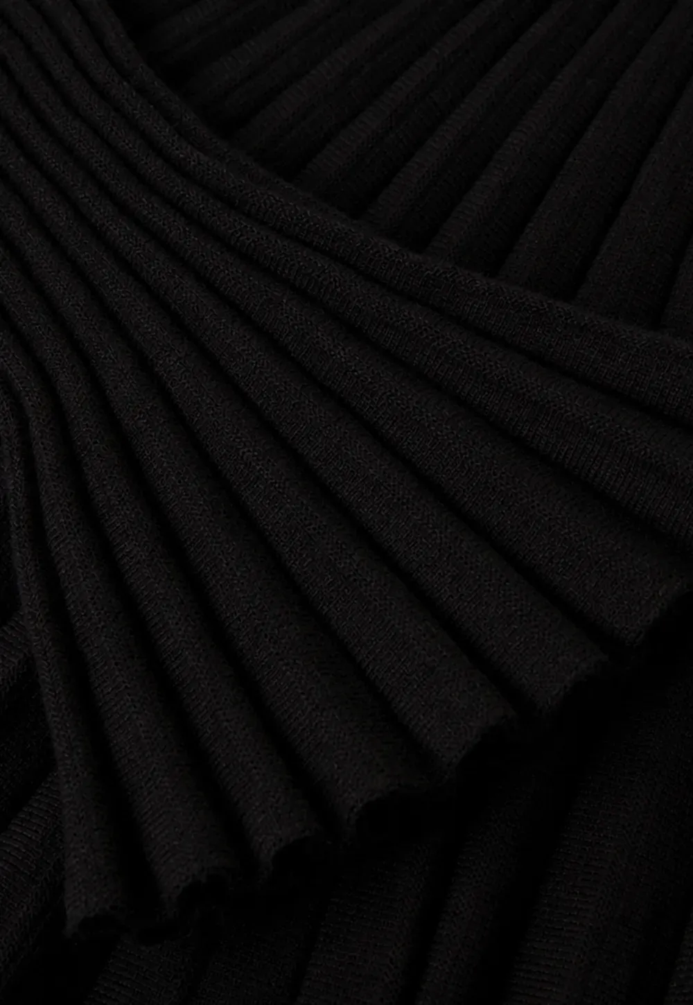 Ribbed Knit Pleated Skirt Dress with Flared Sleeves