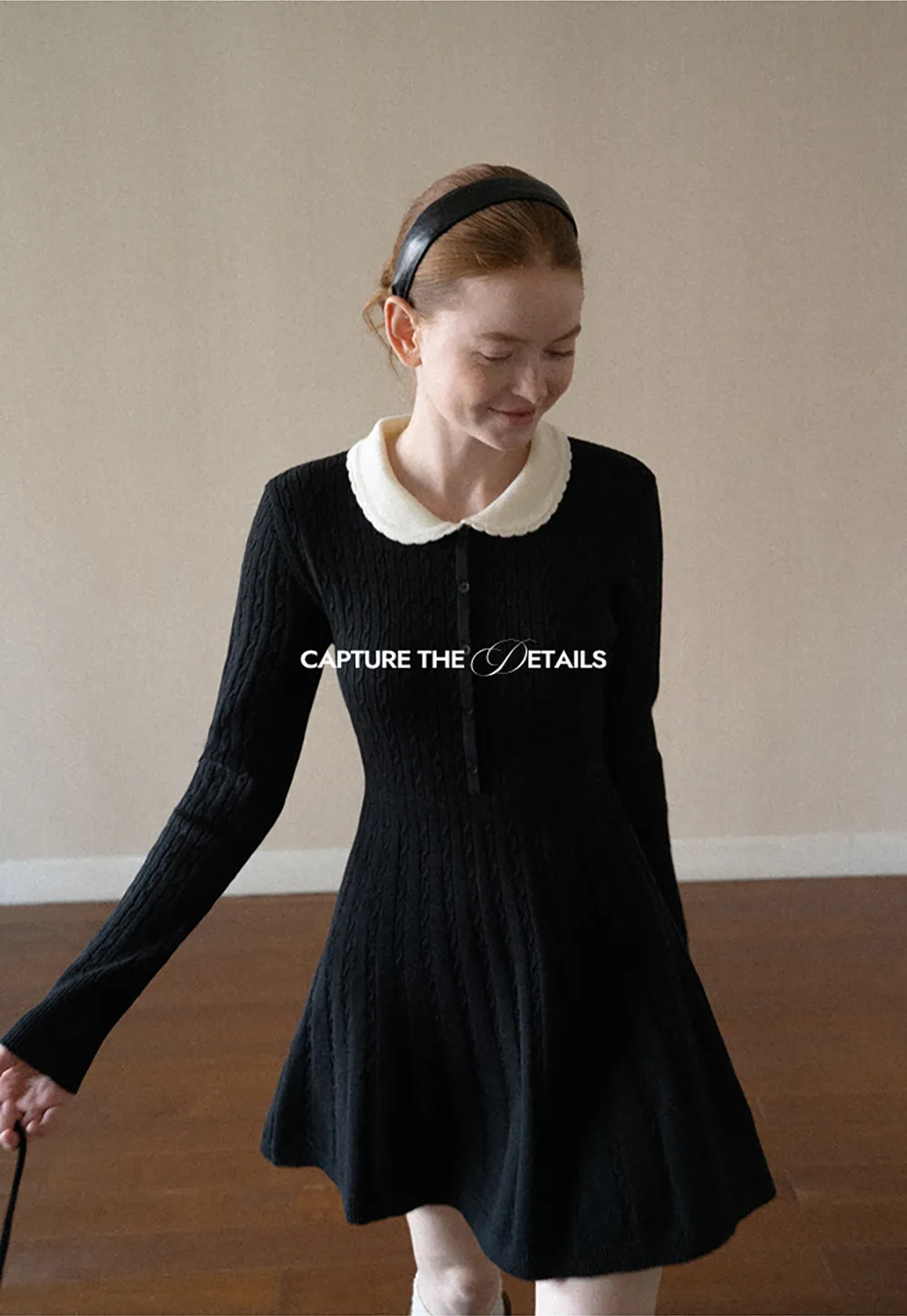 Cable Knit Dress with Peter Pan Collar