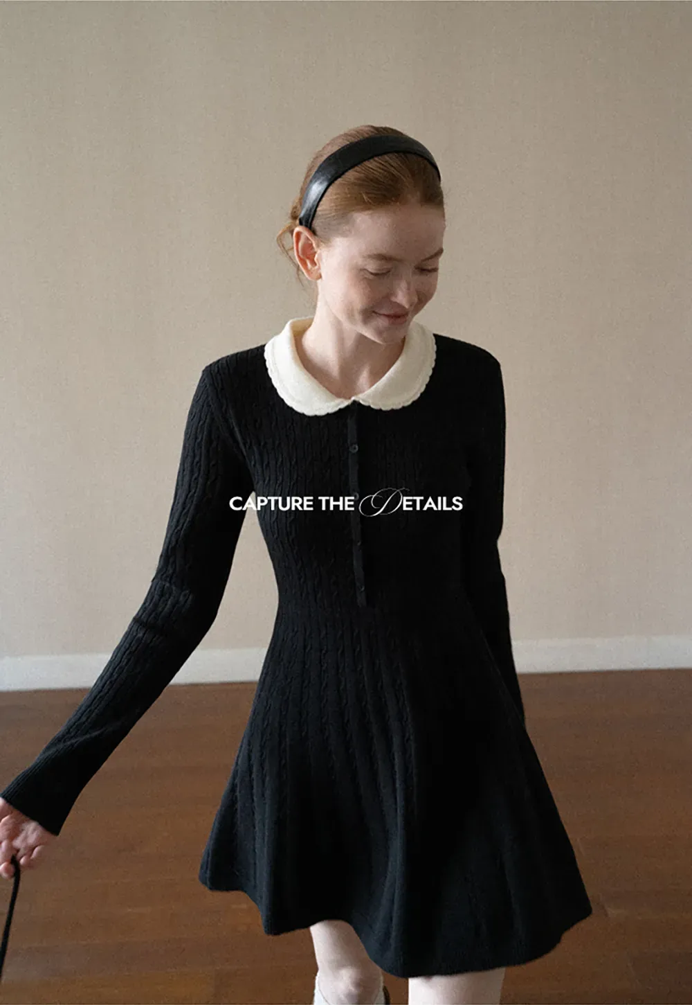 Cable Knit Dress with Peter Pan Collar