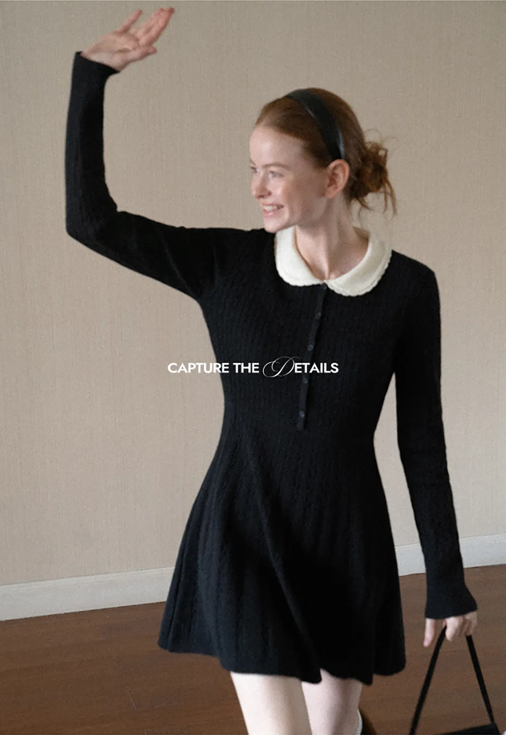 Cable Knit Dress with Peter Pan Collar