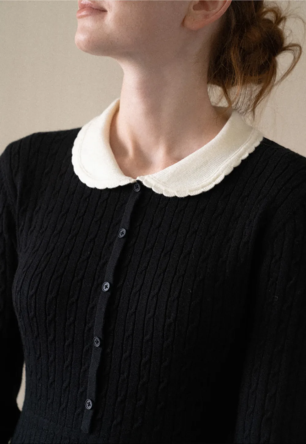 Cable Knit Dress with Peter Pan Collar