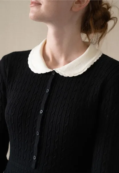 Cable Knit Dress with Peter Pan Collar