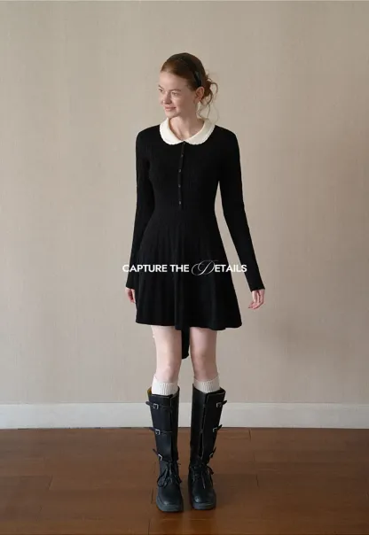Cable Knit Dress with Peter Pan Collar