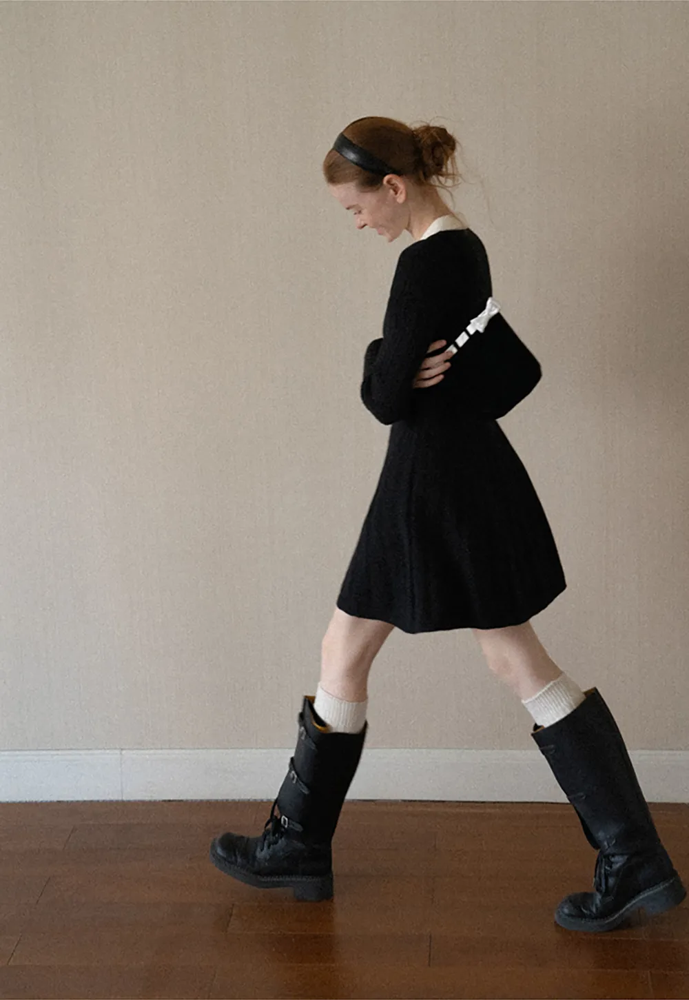 Cable Knit Dress with Peter Pan Collar
