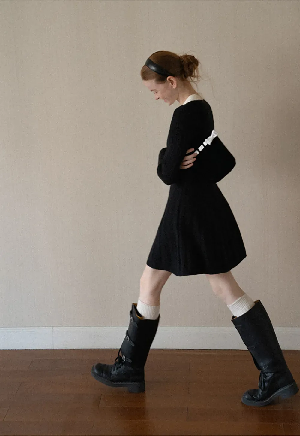 Cable Knit Dress with Peter Pan Collar