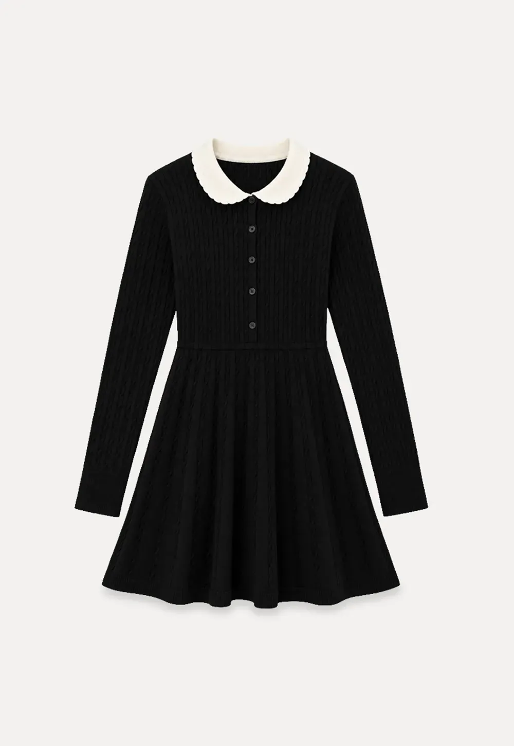 Cable Knit Dress with Peter Pan Collar