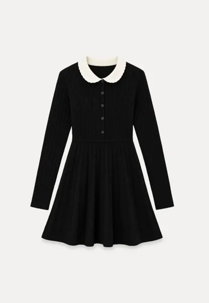 Cable Knit Dress with Peter Pan Collar