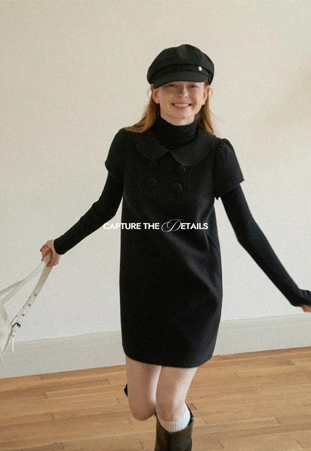 Peter Pan Collar Double Breasted Knit Dress