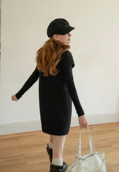 Peter Pan Collar Double Breasted Knit Dress