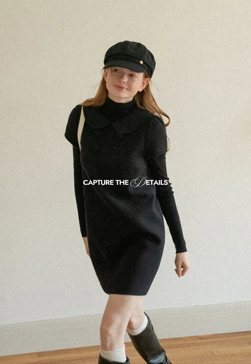 Peter Pan Collar Double Breasted Knit Dress