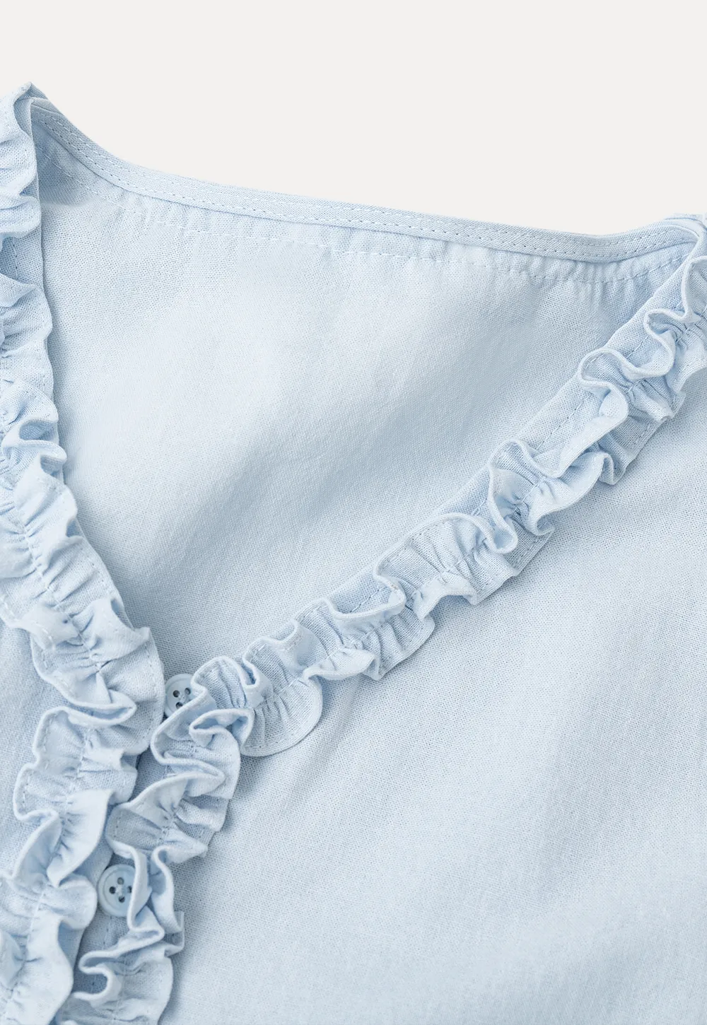 Ruffled V Neck Button Front Sleeveless Dress Set
