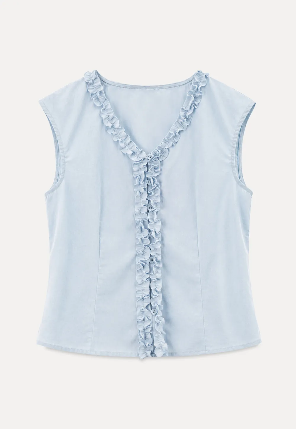 Ruffled V Neck Button Front Sleeveless Dress Set