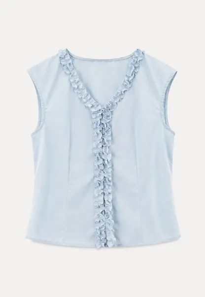 Ruffled V Neck Button Front Sleeveless Dress Set