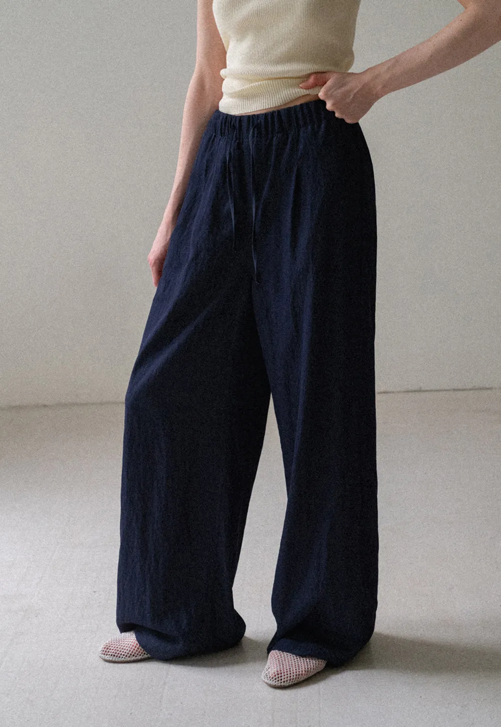 Wide Leg Elastic Waist Casual Pants