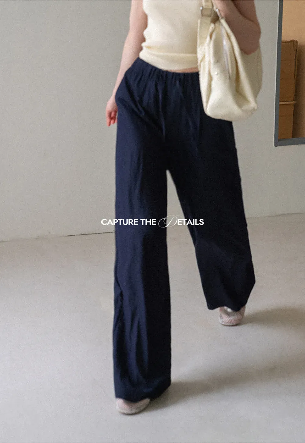 Wide Leg Elastic Waist Casual Pants