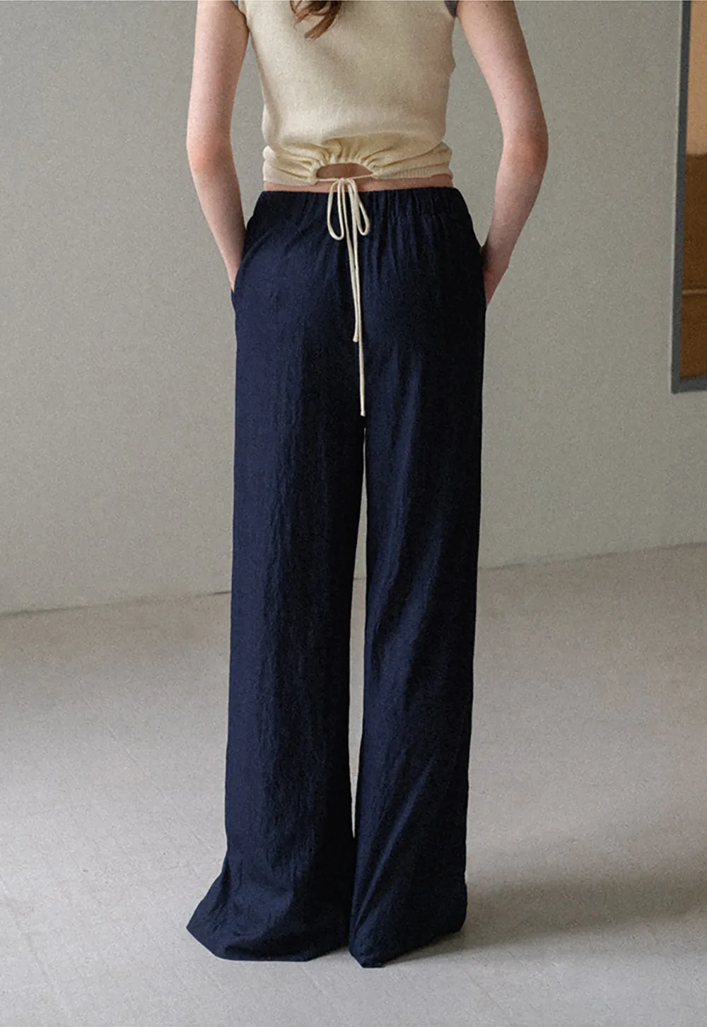 Wide Leg Elastic Waist Casual Pants