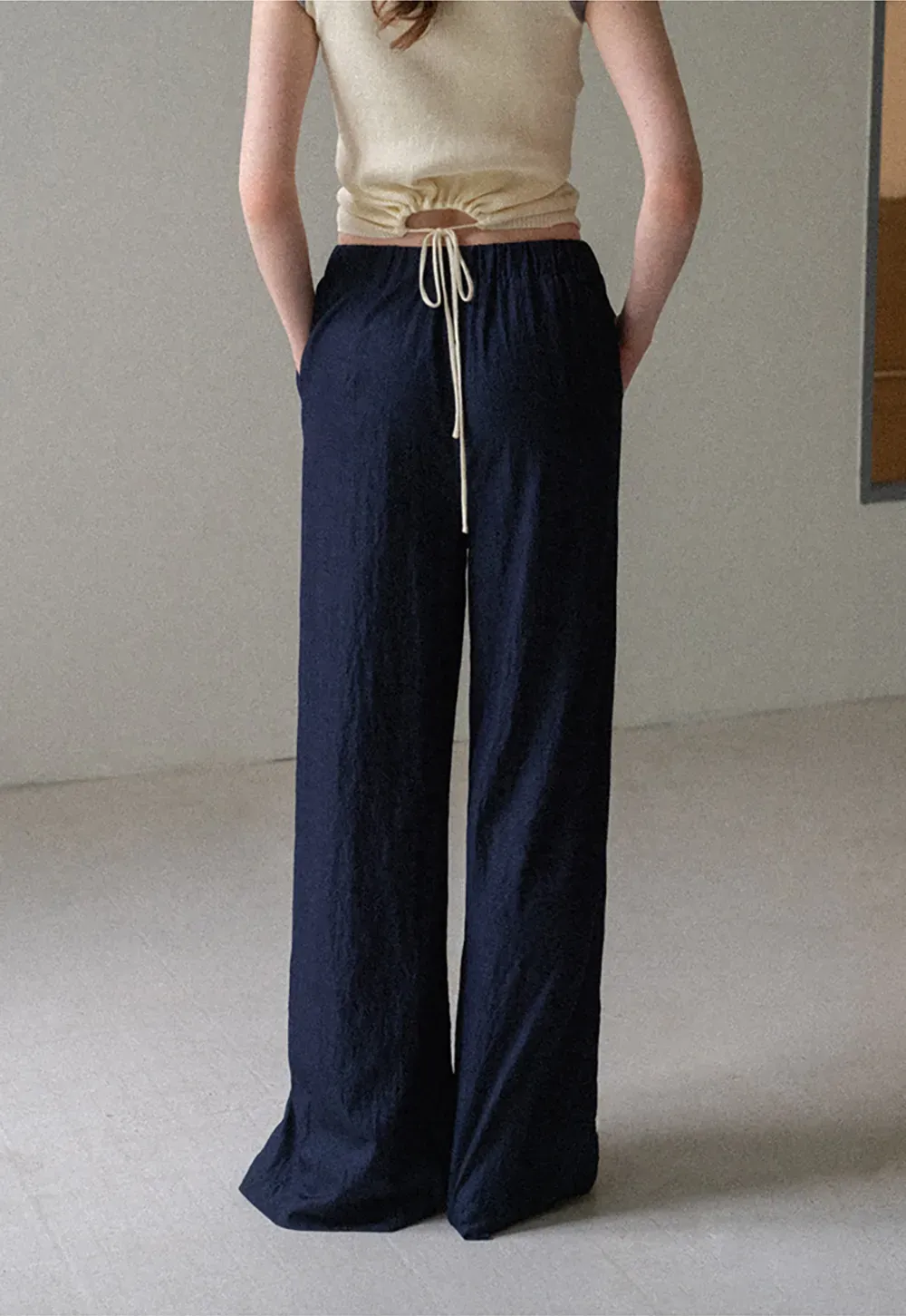 Wide Leg Elastic Waist Casual Pants