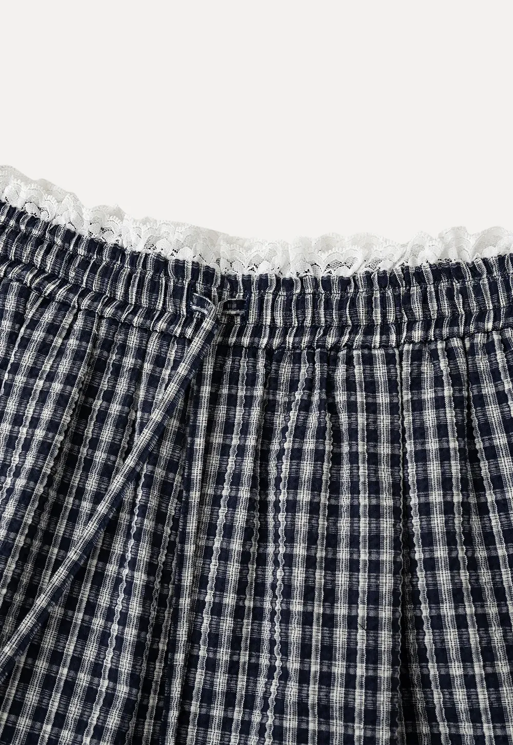 Wide Leg Plaid Casual Pants with Elastic Waist