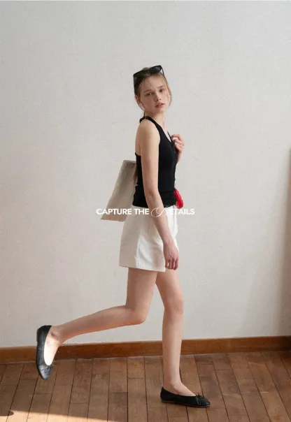 High waist pleated casual shorts with belt loop