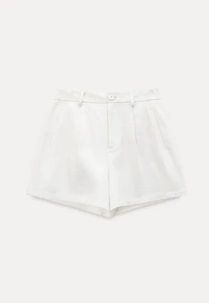 High waist pleated casual shorts with belt loop