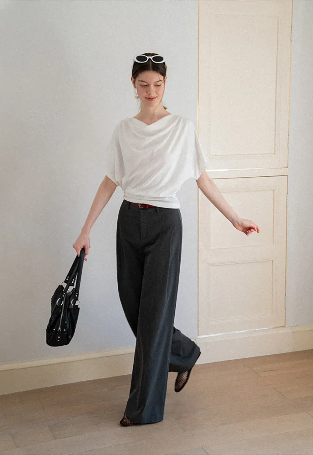 High Waist Wide Leg Pleated Casual Pants