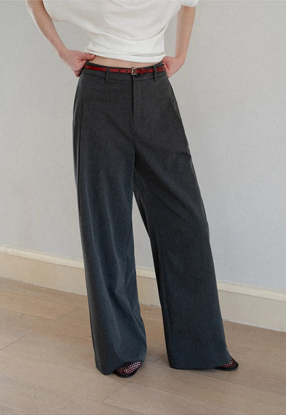 High Waist Wide Leg Pleated Casual Pants