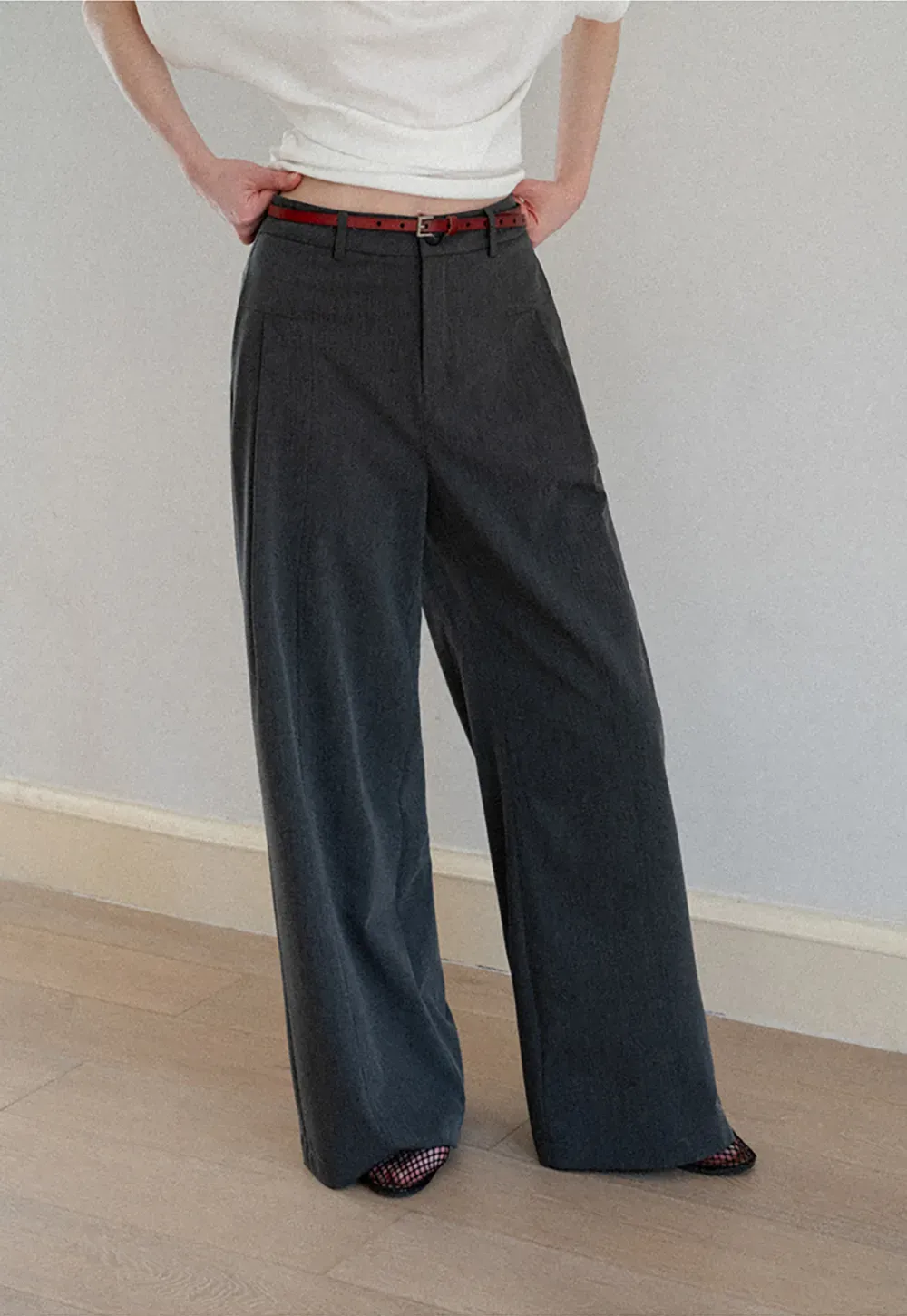 High Waist Wide Leg Pleated Casual Pants