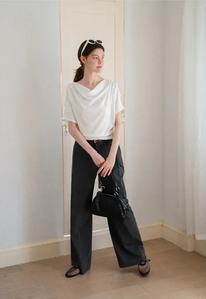 High Waist Wide Leg Pleated Casual Pants