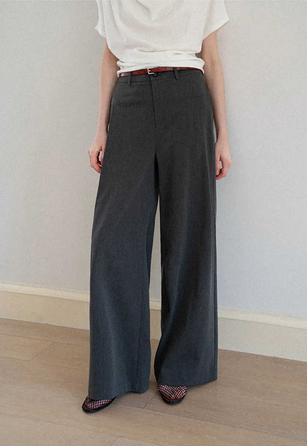 High Waist Wide Leg Pleated Casual Pants