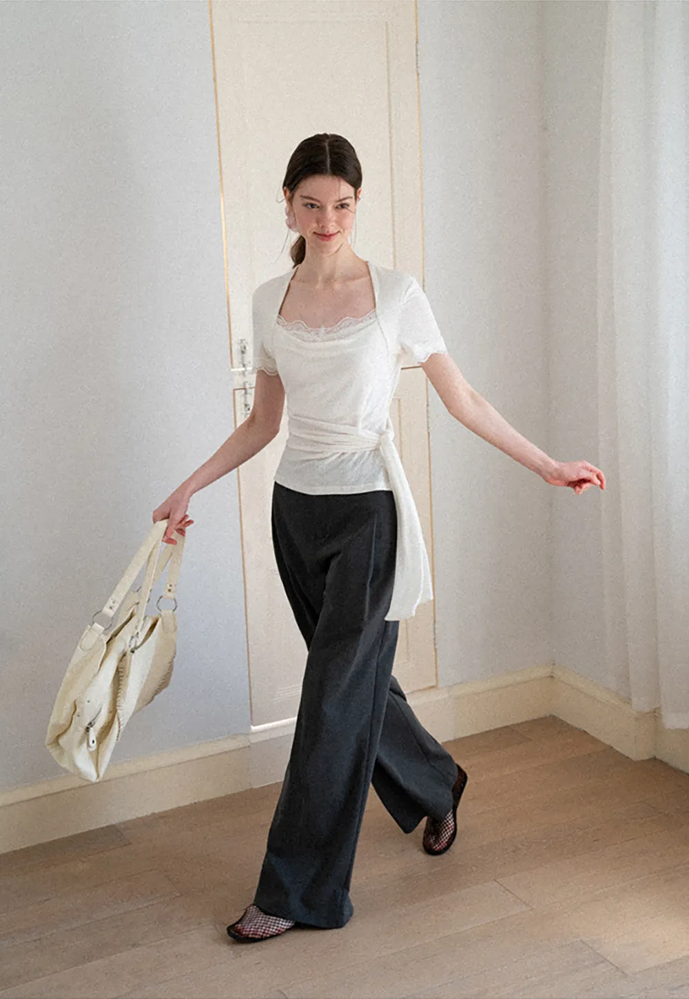 High Waist Wide Leg Pleated Casual Pants