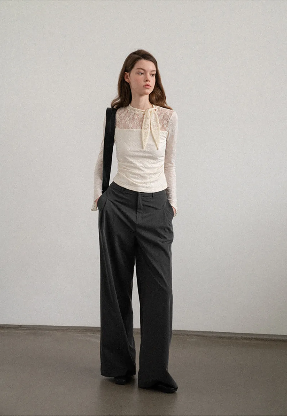 High Waist Wide Leg Pleated Casual Pants