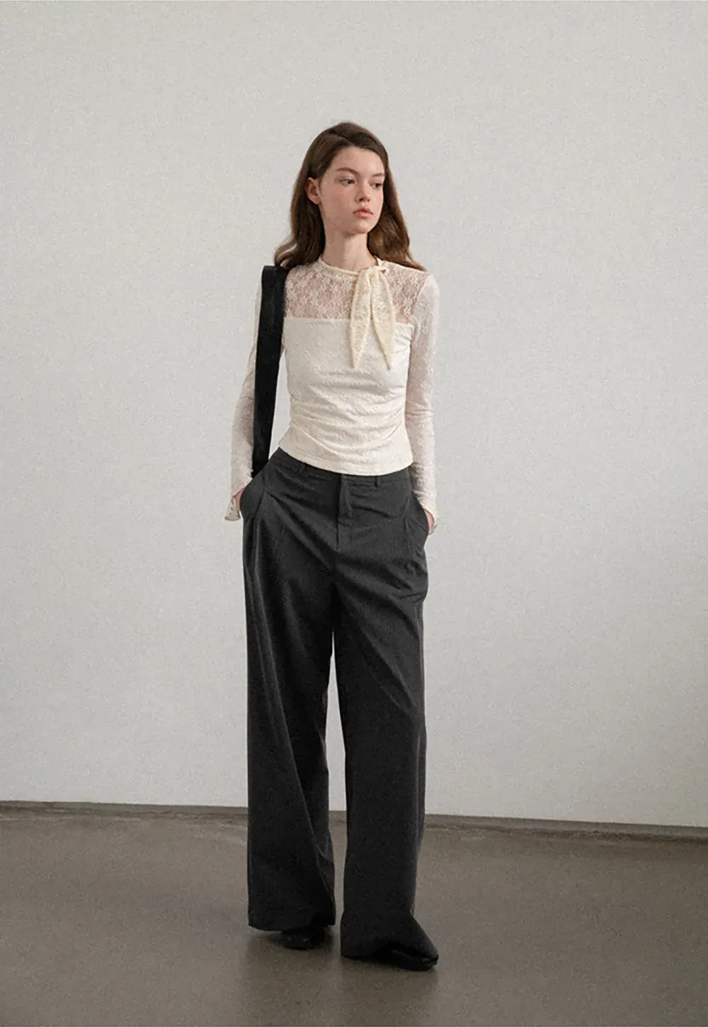 High Waist Wide Leg Pleated Casual Pants