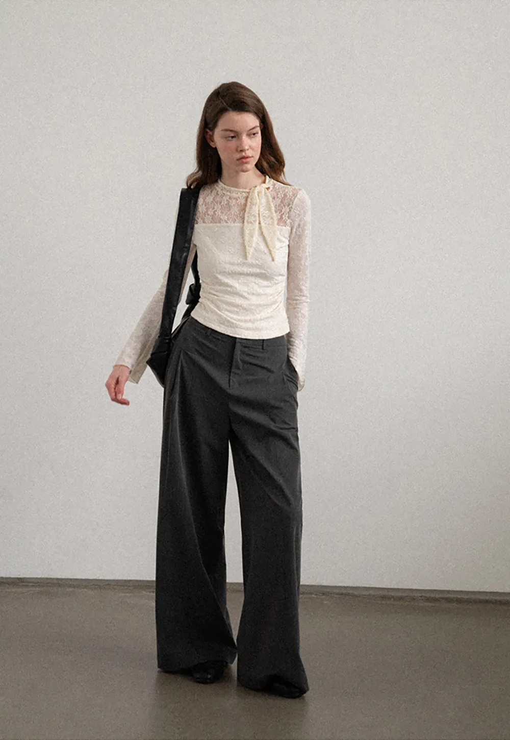 High Waist Wide Leg Pleated Casual Pants