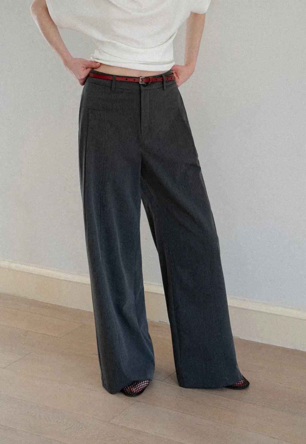 High Waist Wide Leg Pleated Casual Pants