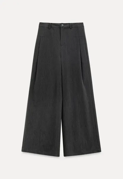 High Waist Wide Leg Pleated Casual Pants