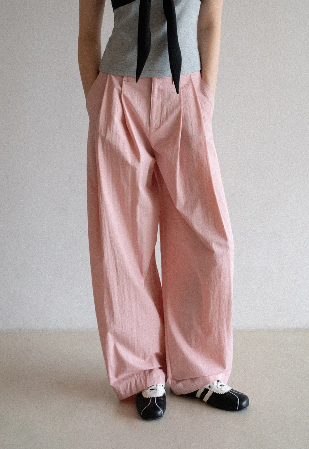 Wide Leg Pleated Casual Pants