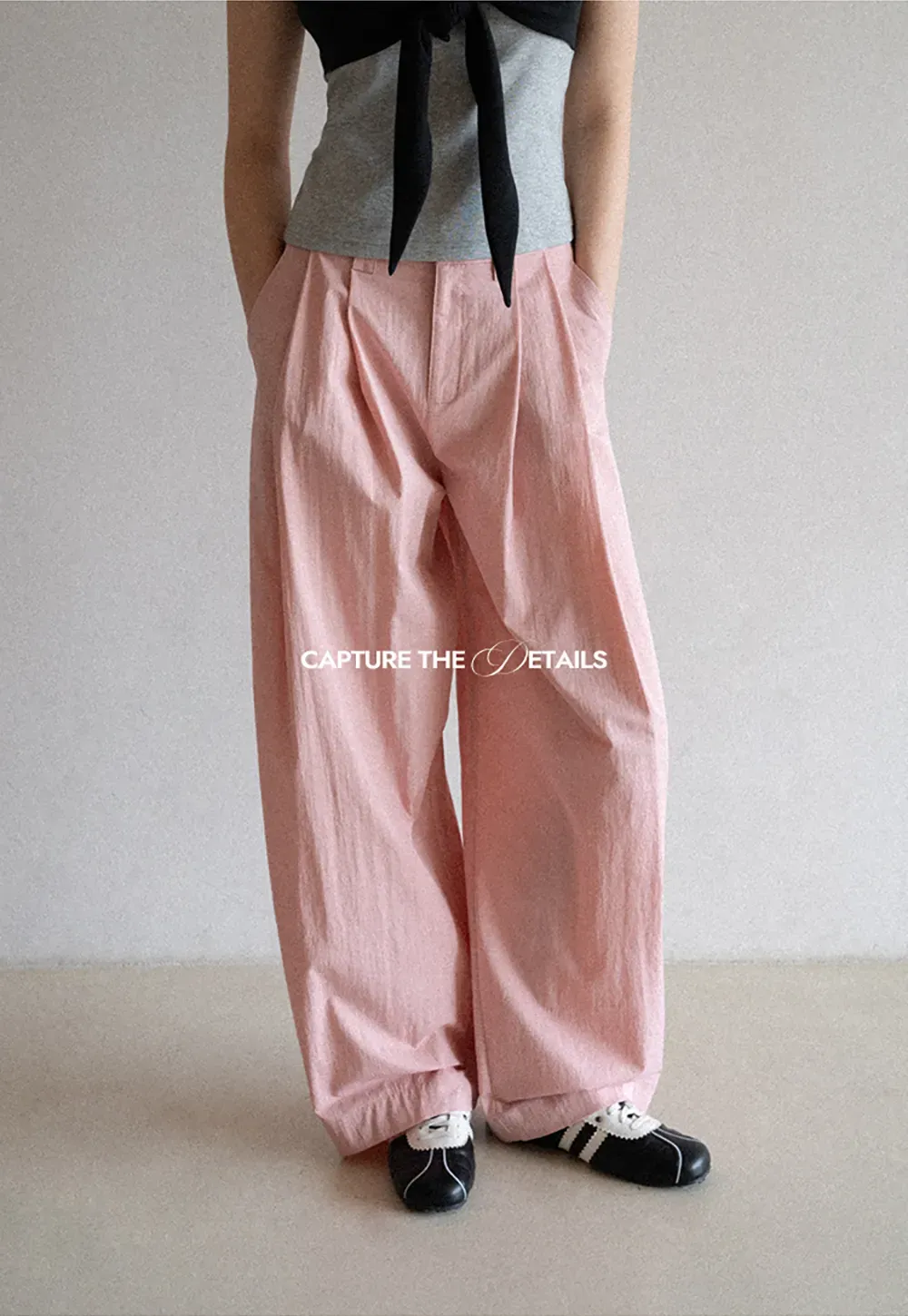 Wide Leg Pleated Casual Pants