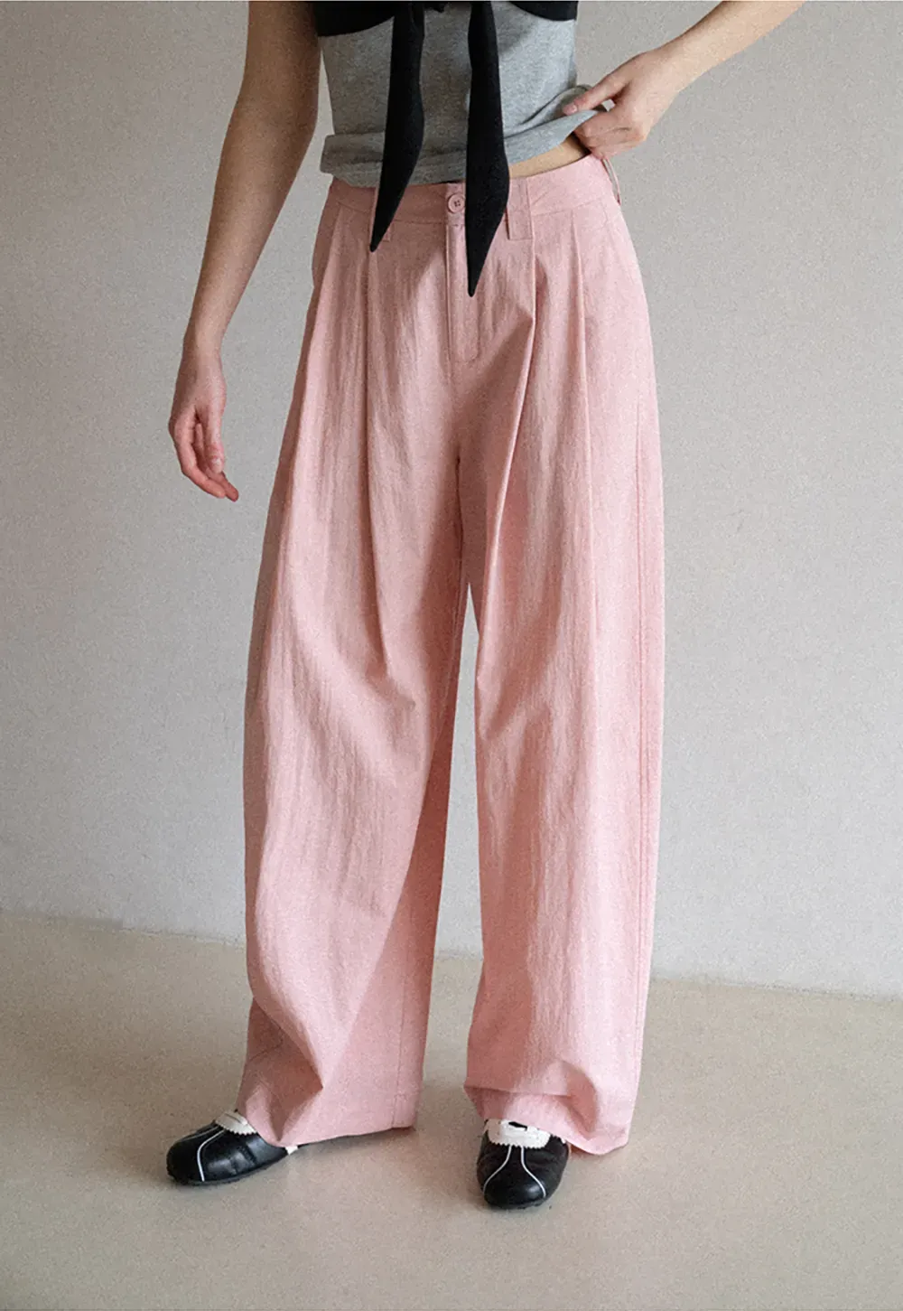 Wide Leg Pleated Casual Pants
