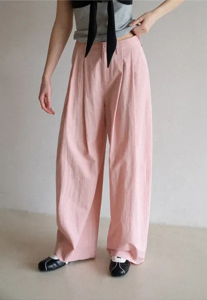 Wide Leg Pleated Casual Pants