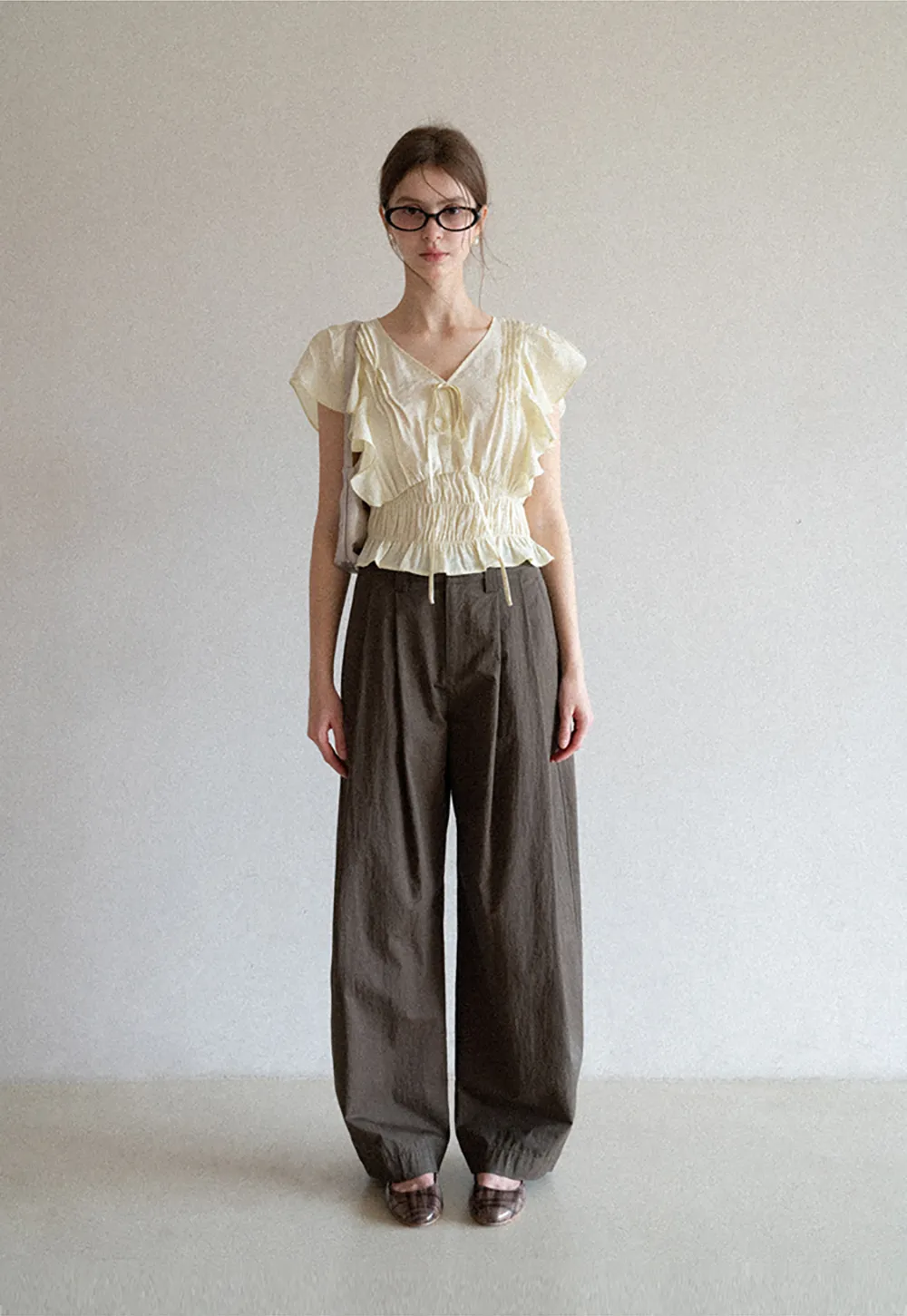 Wide Leg Pleated Casual Pants