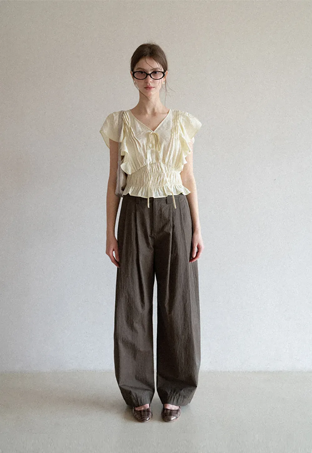 Wide Leg Pleated Casual Pants