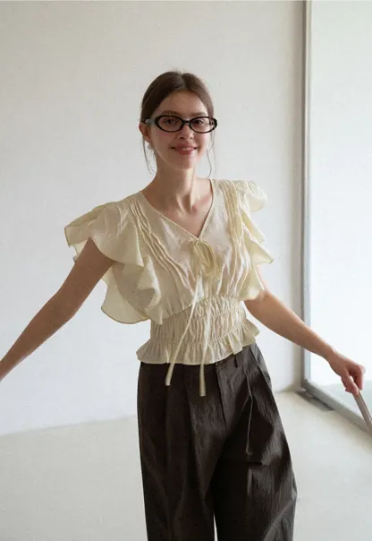 Wide Leg Pleated Casual Pants