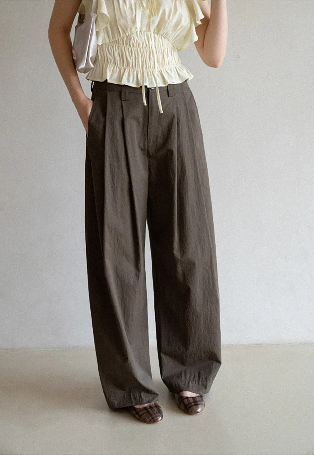 Wide Leg Pleated Casual Pants