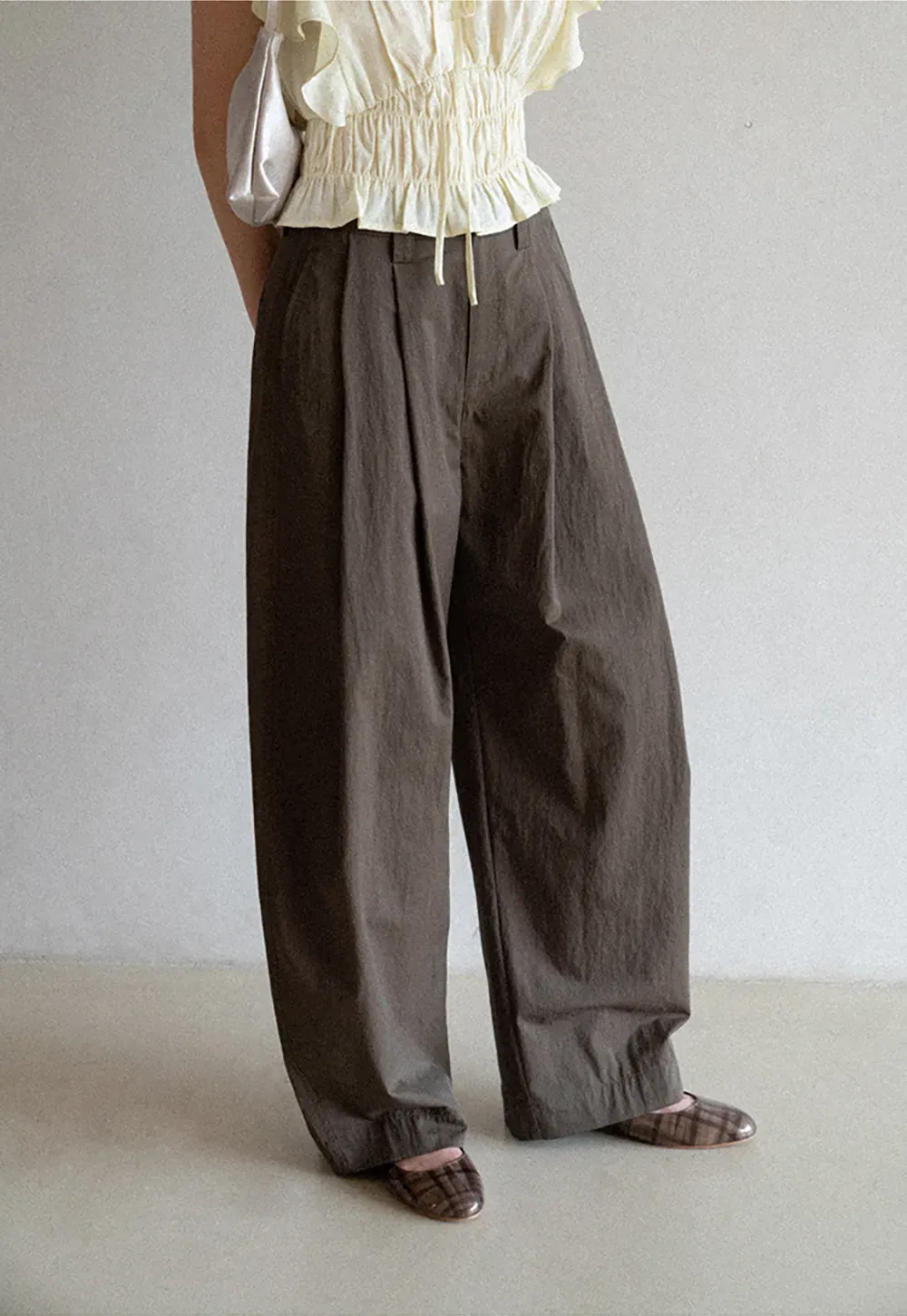 Wide Leg Pleated Casual Pants