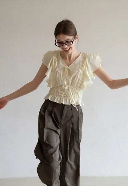 Wide Leg Pleated Casual Pants