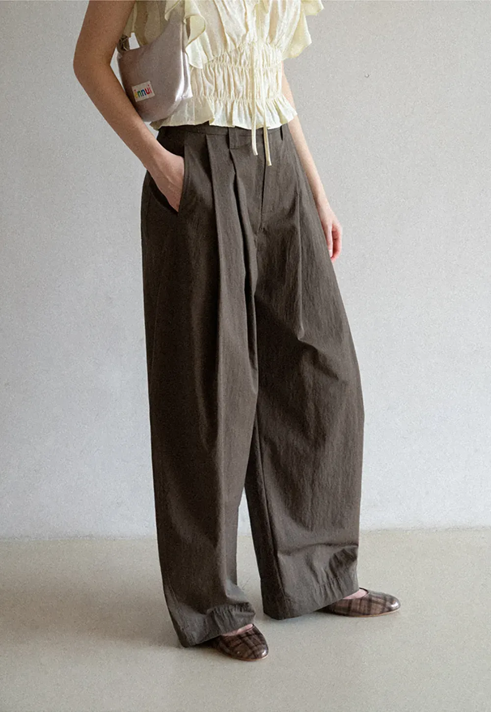 Wide Leg Pleated Casual Pants