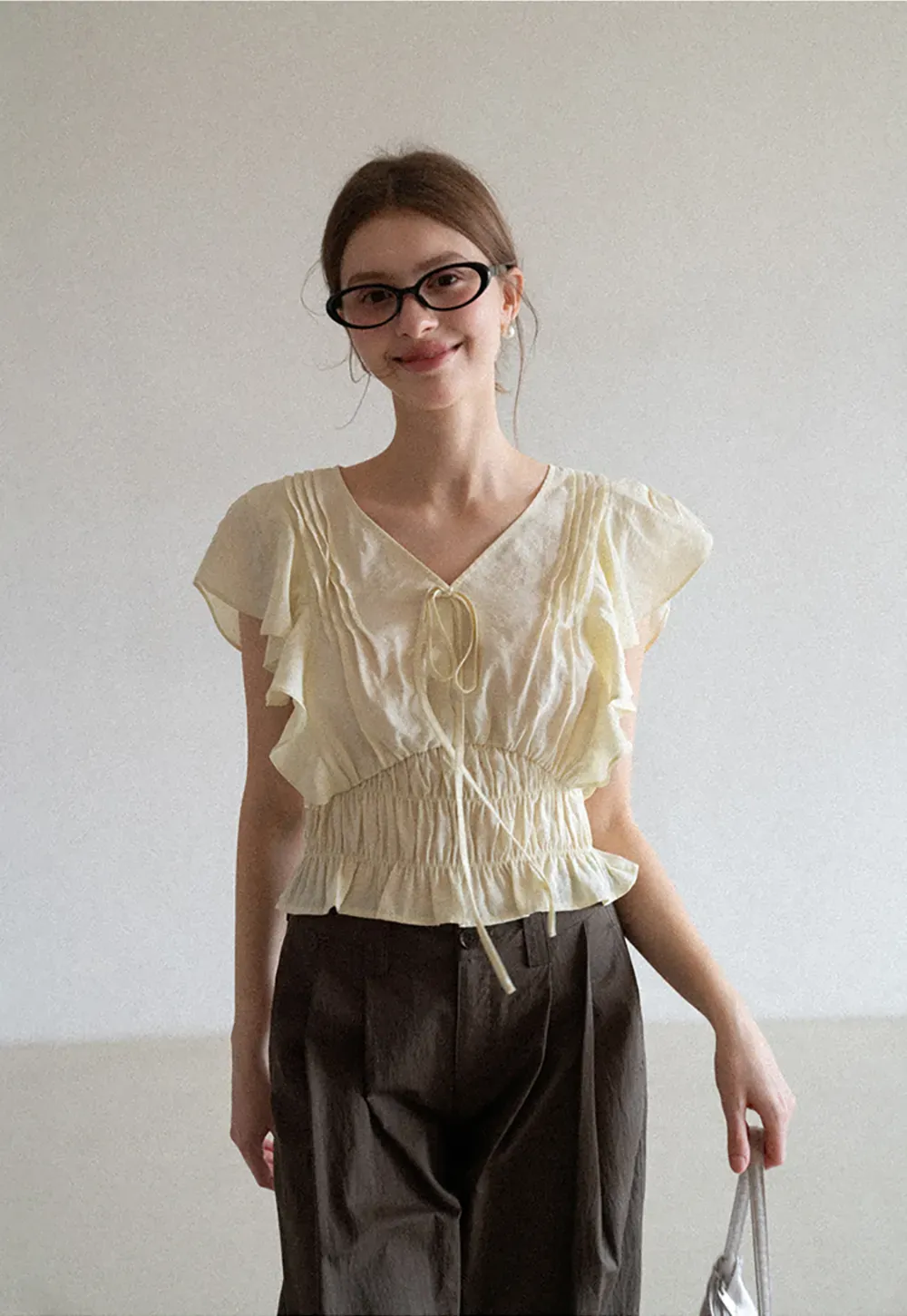Wide Leg Pleated Casual Pants