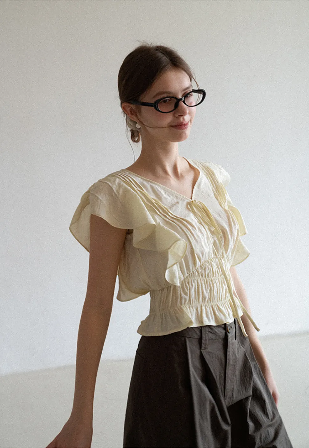 Wide Leg Pleated Casual Pants