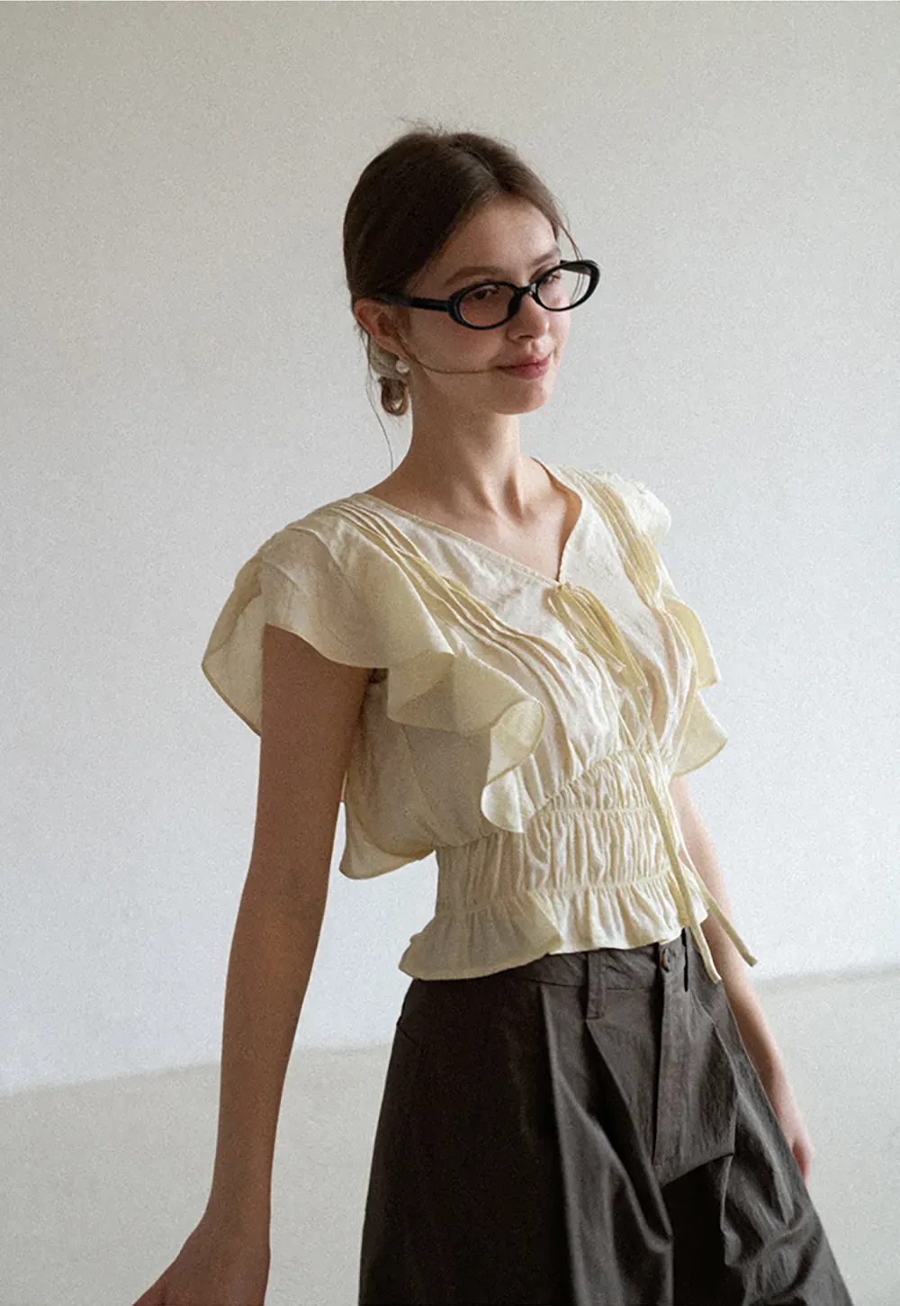 Wide Leg Pleated Casual Pants